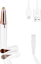 LiXiongBao USB Rechargeable Portable Electric Eyebrow Trimmer Pen for wemen,Eyebrow Hair Remover for face Fingers Legs Mouth, Safe Eyebrow Shaver Razor Tool Painless Precision(White)