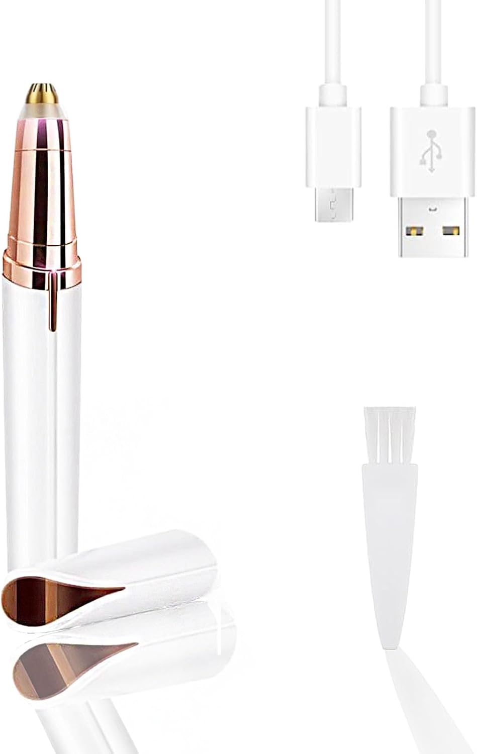 LiXiongBao USB Rechargeable Portable Electric Eyebrow Trimmer Pen for wemen,Eyebrow Hair Remover for face Fingers Legs Mouth, Safe Eyebrow Shaver Razor Tool Painless Precision(White)