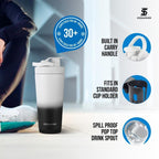 Ice Shaker Stainless Steel Shaker Bottle | 26oz, Black/White | Stays Cold for 30+ Hours | Insulated Cup with Twist-on Agitator | Odor-Free Shaker Cup for Protein Shakes, Water, Smoothies