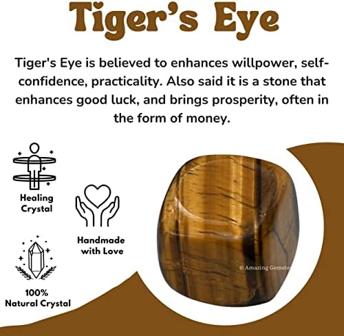 Amazing Gemstone Tiger Eye Crystal Tumbled Stones Polished Rocks - Natural Gem Stones for Healing - DIY Crystals for Protection (1 Piece)