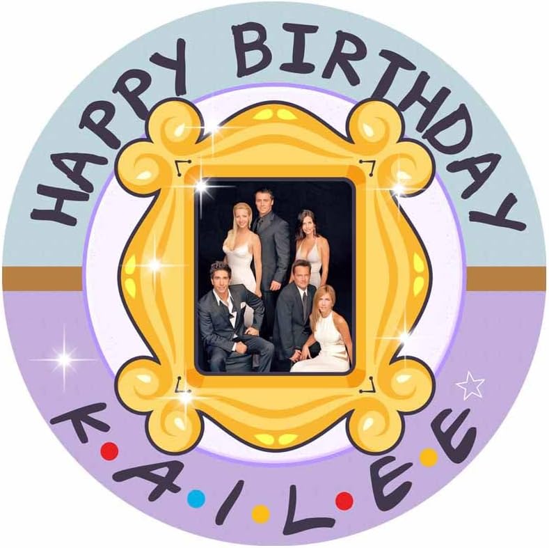 7.5 Inch Edible Cake Topper – Friends Themed Themed Birthday Party Collection of Edible Cake Decorations round