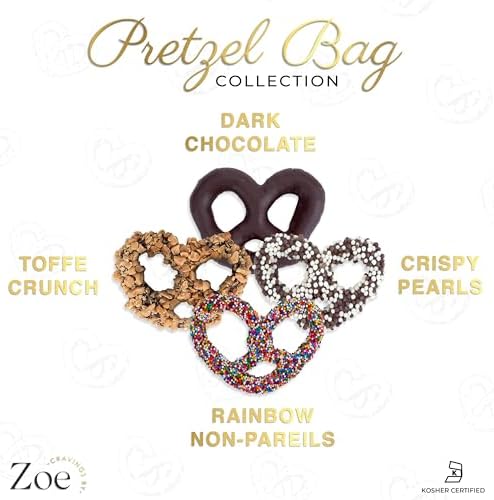 CRAVINGS BY ZOE Valentines Day and Birthday Chocolate Covered Pretzels Gift Bag 8 oz | Gourmet Kosher Milk & Dark Belgian Chocolate Candy Food Gift Box Basket | Get Well, Thank You, Men Women Mom Dad Her