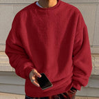 Mens Fleece Sherpa Crewneck Sweatshirts Loose Fluffy Fuzzy Pullover Sweaters Long Sleeve Unisex Fall Winter Warm Tops