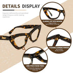 Retro Cat Eye Reading Glasses for Women, Blue Light Blocking with Spring Hinge, Vintage Cateye Readers