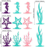 Gyufise 12 Pack Mermaid Birthday Decorations Felt Table Centerpiece DIY Under The Sea Party Decoration Seahorse Starfish Seaweed Coral Decoration for Ocean Theme Birthday Party Supplies