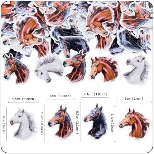 Ercadio 40Pcs Edible Printed Horse Cupcake Topper Edible Horse's Head Cupcake Picks for Horse Racing Derby Party Western Cowboy Theme Baby Shower Horse Lover Birthday Cake Decoration