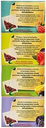 Herbapol Herbal Fruit Infused Tea (Variety Pack) Raspberry, Forest Fruit, Black Currant with Lemon & Aronia Tea Natural Flavor - 20 Silk Tea Bags Each