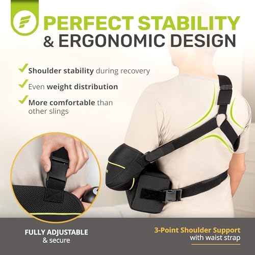 ErgoFoam Shoulder Sling with Abduction Pillow - Premium Abduction Sling Designed for Athletes - Arm Sling Shoulder Immobilizer With Pillow (Right)