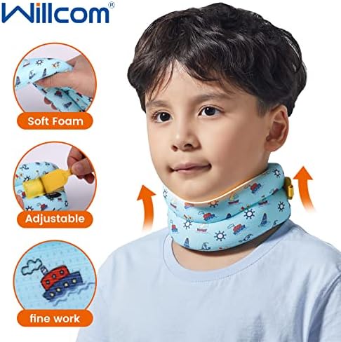 Kids Soft Neck Posture Corrector Brace, Prevent Humpback, Cervical Collar Support for Pain and Spine Alignment Straightener (Blue,10-10.5inch)