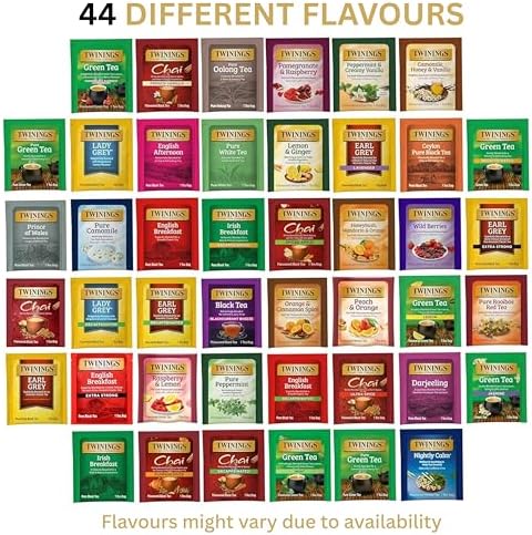 Twinings Tea Bag Sampler Assortment, Variety Pack (44 Count), 44 Unique Flavours for Tea Lovers: Women, Men, Couples, Family, Friends, Coworkers