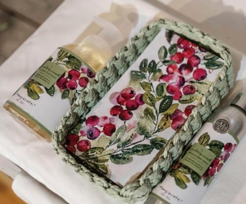 IHR Ideal Home Range Dinner Napkins Disposable 3-Ply Paper Hand Towels, 8.5" x 4.5", Cranberry Wreath, 16-Count