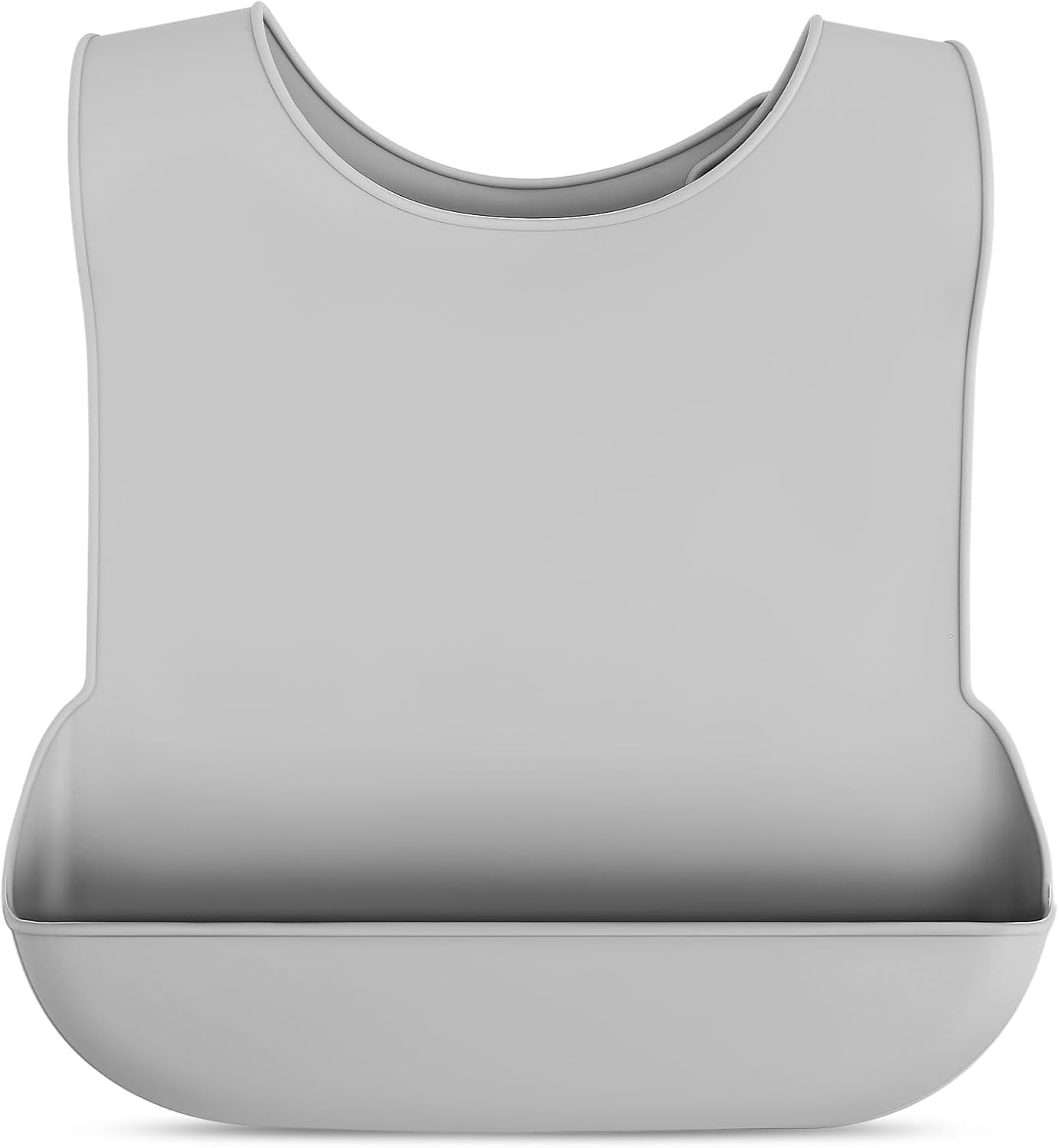 FOMIYES Silicone Adult Bib for Elderly - Waterproof, Washable, Adjustable Bib with Crumb Catchers - Reusable Mealtime Protector for Seniors, Men & Women - 16.53 X 11.02 Inches, Grey