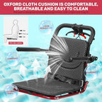 Ultra-Lightweight Folding Wheelchair, 8.2KG Carbon Steel Transport Chair with Ergonomic Handbrake, PU Wheels & Safety Strap for Seniors, Travel, Indoor Outdoor Use (Red)