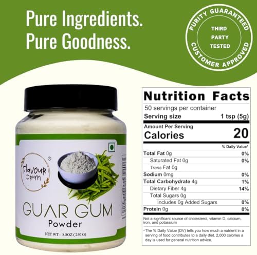 Flavour Drum Guar Gum Powder (8.8oz / 250g) | Natural Thickener & Stabilizer for Baking, Sauces & Gluten-Free Recipes