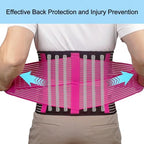 Back Support Brace Belt for Men & Women, Breathable Lumbar Support Belt, scoliosis back brace, Waist Relax Lower Back Pain & Sciatica Pain Relief with 8 reinforced Bones 02 Pink-M
