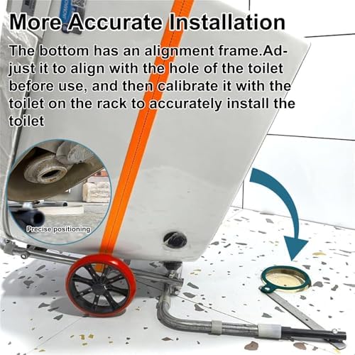 Toilet Cart Jack with Wheels, Toilet Removal Lift Tool Dolly Easy Alignment of Seals Toilet Lift Tool Portable Installation Jack for Moving locating Installing Toilets