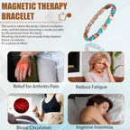 Copper Magnetic Bracelet for Women, Turquoise Detox Jewelry with 3500 Gauss Magnet (Type A)