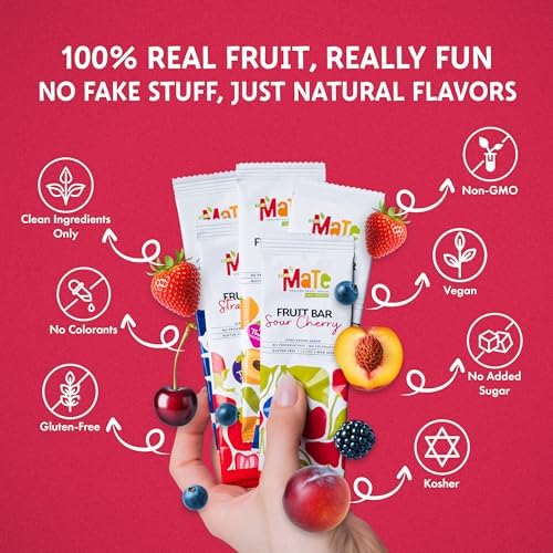Mate Fruit Bars Variety Pack (40 Pack) - 100% Natural Real Fruit Snacks for Adults and Kids, Healthy Snacks, Fruit Leather. Gluten-Free, Vegan, No Added Sugar, No Preservatives and No Colorant