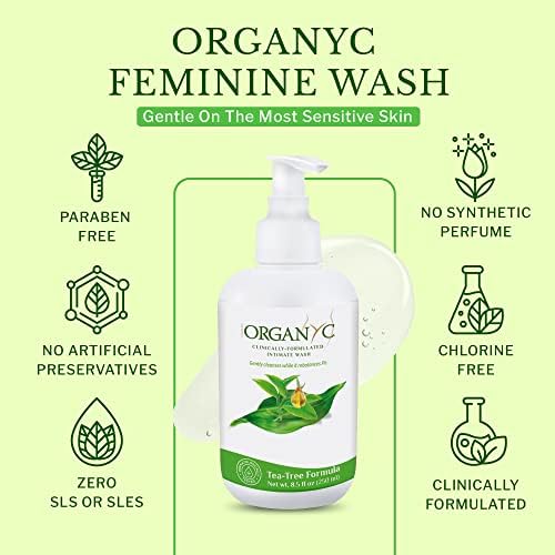 Organyc Feminine Intimate Wash for Sensitive Skin, 250 ml, pH-Balanced Cleanser with Organic Tea Tree & Botanical Extracts