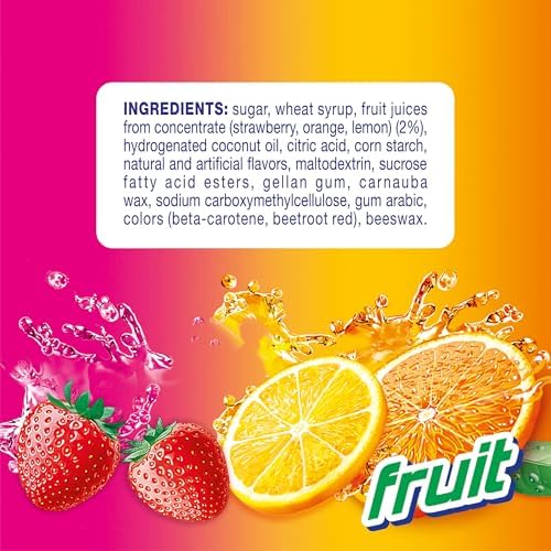 Mentos Fruit Chewy Mint Candy Roll, Mixed Fruit Flavors, Valentine's Day Candy for Parties & Favors, 14 Pieces Per Roll (Pack of 6)