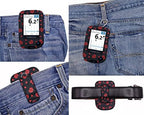 Premium Fitted Leather Case with Screen Protector, Belt Clip, Carabiner (Including a Neck Lanyard) for Freestyle Libre 2/14 Day (Black/Lady Bug)