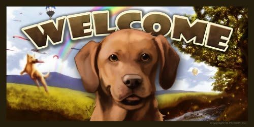 Generic Dog (Man's Best Friend) "A Day in the Park" Wooden Welcome Sign / Plaque featuring the Art of Scott Rogers