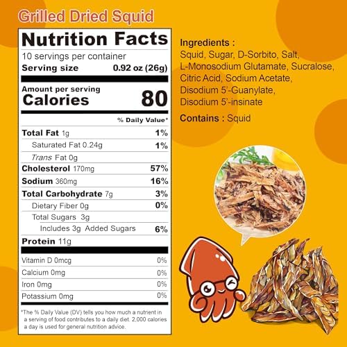 Savory Dried Squid Snack [9.17oz Bag] – Sliced Grilled Squid Jerky for Adults & Kids – 11g Protein Per Serving – Perfect for Snacking – Resealable Bag – Authentic Korean Snack by Gangwon Export