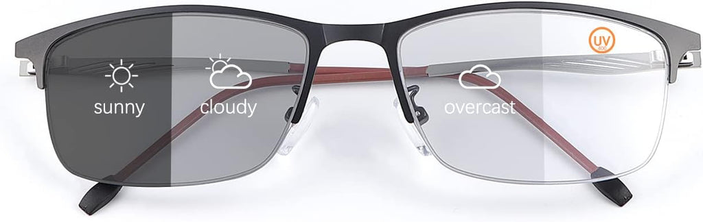 Transition Photochromic Multifocus Spring Hinge Progressive Reading Glasses Anti Blue Light Sunglasses UV Sun Readers