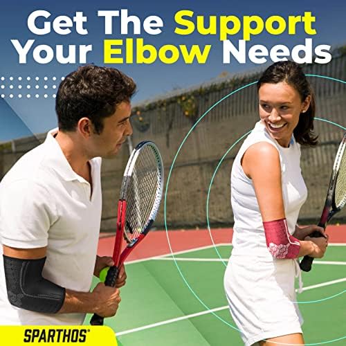 Sparthos Elbow Compression Sleeves (Pair) – Tennis and Golfer's Elbow Support – Elbow Brace for Men and Women – Made from Innovative Breathable Elastic Blend