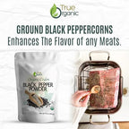 True Organic Black Pepper Ground, 1 lb, Gluten-Free Premium Grade, Fine Ground Pepper USDA & Kosher Certified, Pure Ceylon Quality, Non-GMO Black Pepper Powder.