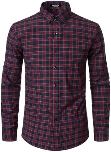 JEMITOP Men's Transitional Weather Slim Fit Long Sleeve Button Down Shirt Business Casual Dress Shirts with Pocket