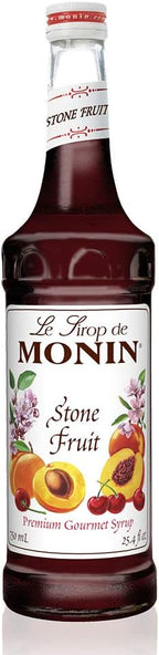 Monin - Stone Fruit Syrup, Sweet Flavor with Peach, Apricot, & Cherry Aroma, Great for Cocktails, Sodas, & Party Punches, Gluten-Free, Vegan, Non-GMO (750 ml)