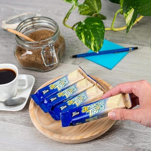 Tirma White Chocolate Ambrosias | White Chocolate Wafers | Cream Filled Wafers Covered with White Chocolate | White Chocolate Bars | 4 pcs | 86 g