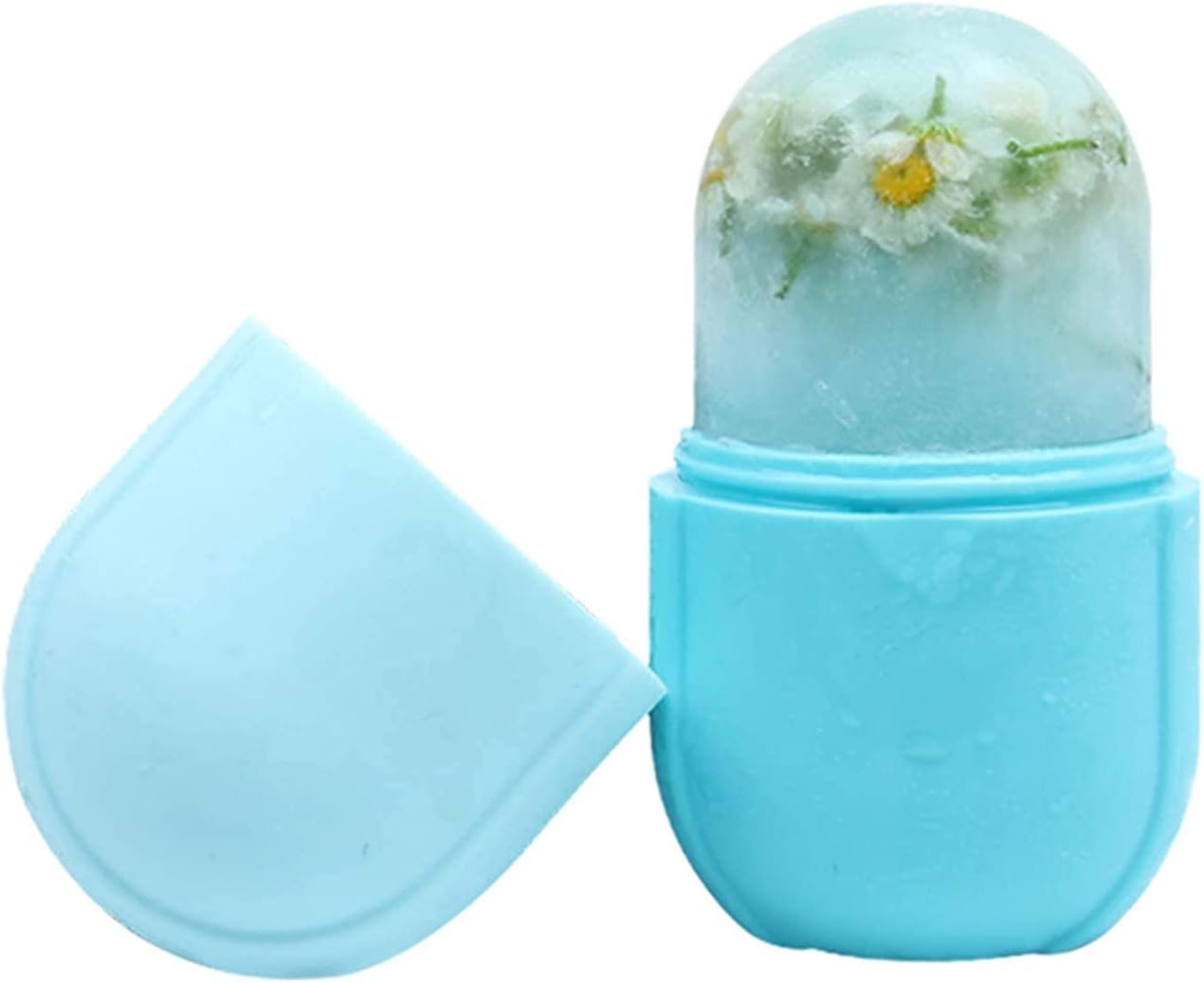 Ice Roller for Face and Eye,Facial Beauty Ice Roller Skin Care Tools, Facial Cube, Gua Sha Face Massage, Silicone Ice Mold for Beauty (Blue)