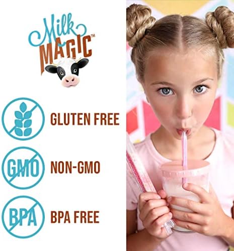 Milk Magic Milk Straws 4-Pack Bundle (16 count), Vanilla Milkshake, Birthday Cake, Strawberry, Unicorn Kisses Flavoring Cereal Straws