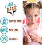 Milk Magic Milk Straws 4-Pack Bundle (16 count), Vanilla Milkshake, Birthday Cake, Strawberry, Unicorn Kisses Flavoring Cereal Straws