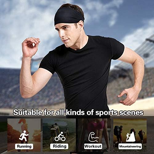 Acozycoo Mens Running Headband,5Pack,Mens Sweatband Sports Headband for Running,Cycling,Basketball,Yoga,Fitness Workout Stretchy Unisex Hairband