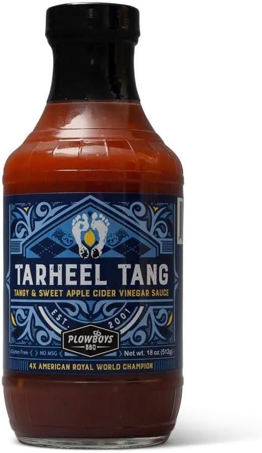 Plowboys Tarheel Tang BBQ Sauce – Carolina Style Sweet & Tangy Barbecue Sauce with Smoky Finish – Perfect for Pulled Pork, Chicken & Ribs (Tarheel Tang, Pack of 1)
