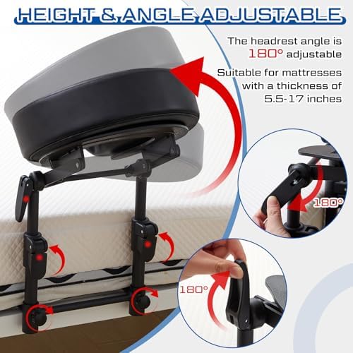 Qunclay Adjustable Massage Headrest for Bed, Portable Mattress Massage Face Cradle with Soft Pillow Cushion, Face Down Pillow After Eye Surgery for Professional and Home Use(Black)
