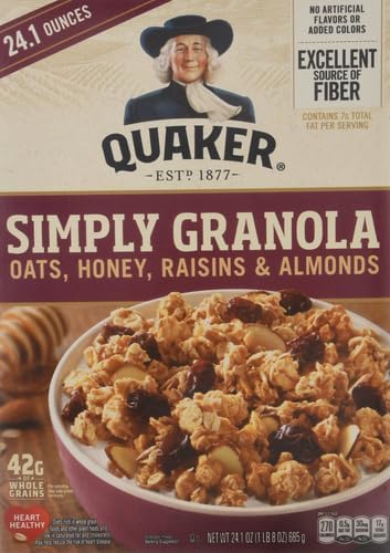 Quaker Granola Oats, Honey, Almonds & Raisins, 100% Natural, 24.1 Oz