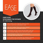 Ease Opaque Women's Knee High Support Stockings - Mild (15-20mmHg) Graduated Compression Nylons - Short and Long
