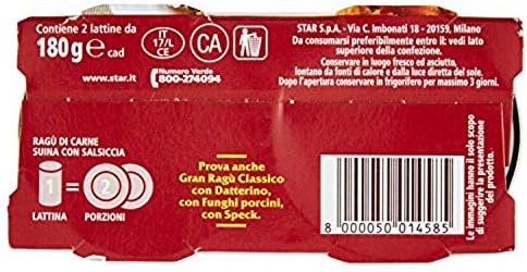 Star Gran Ragù Ragu' Sauce with Sausage 180gr x 2, Pack of 2