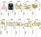 60 Pcs Bride to be Cupcake Toppers,Glitter Wedding Cupcake Toppers I Do Love Heart Ring Cupcake Picks for Bridal Shower Wedding Engagement Party Supplies,Gold