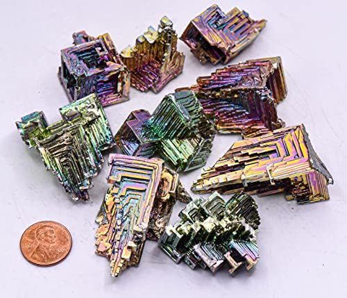 1PC Rainbow Bismuth Bi Crystal Specimen up to 99.99% Pure Natural Iridescent Sparkling 83 Periodic Table Metal Element Science Education Collectible Decor Mineral