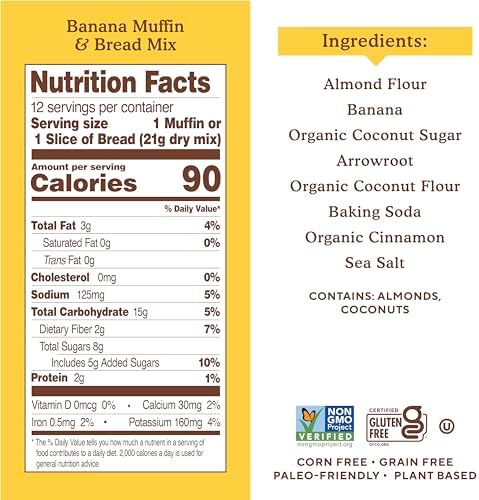 Simple Mills Almond Flour Baking Mix, Banana Muffin & Bread Mix - Gluten Free, Plant Based, Paleo Friendly, 9 Ounce (Pack of 1)