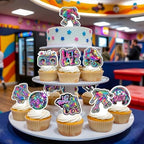48 Pcs Roller Skate Cupcake Toppers Roller Skate Party Decorations Skating Birthday Party Favors