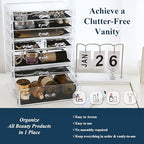 Sea Team 3-Tier Stackable Clear Makeup Organizer with Drawers, Acrylic Plastic Cosmetic Display Case, Jewelry Storage Box, Holder for Dresser, Bathroom, Vanity, Countertop (8 Drawers)