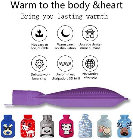 Drizzle Classic Rubber Hot Water Bottle - 2L Pink with Cute Panda Knitting Set - Suitable for Pain Relief Headaches Cramps and Winter Warmth