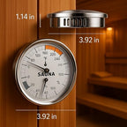 Mechanical Sauna Thermometer Hygrometer, Stainless Steel & Fog-Resistant Glass, 2-in-1 Temperature (70–250°F) and Humidity (0–100%) Gauge