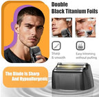 VGR 308 Electric Shavers for Men, Professional Double Foil Shaver 9000RPM Cordless Head Shaver with Titanium Foils, LED Display, USB Rechargeable Men's Electric Razor for Face & Beard, Gold